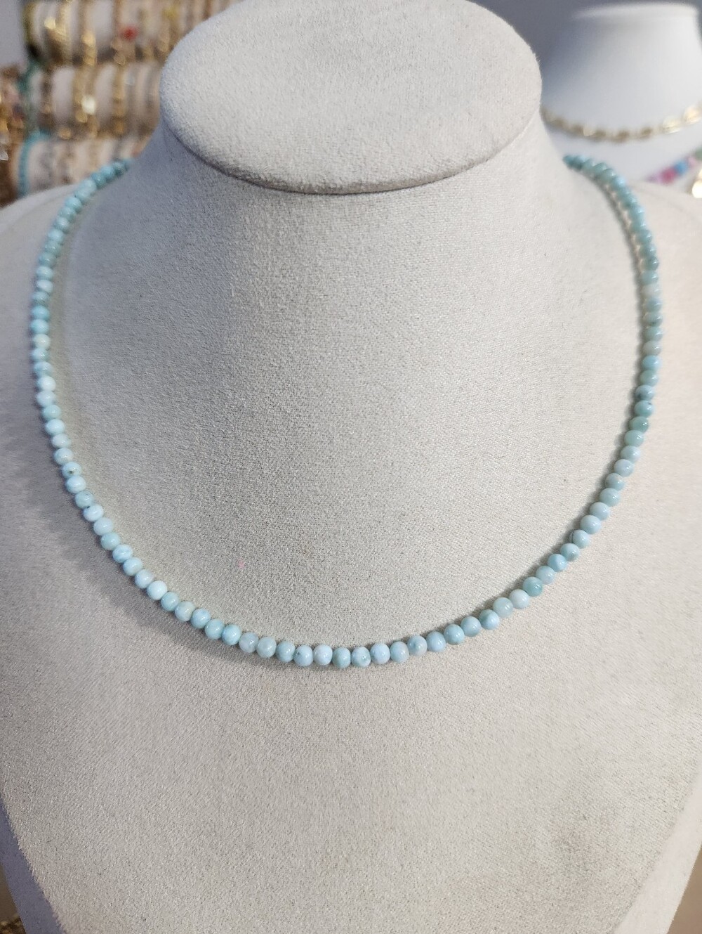 Dainty Larimar Beaded Necklace